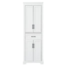 Freestanding Bathroom Vanity, Elegant Design With 4 Doors & 1 Drawer, Adjustable Shelves, Damping Hinges - White