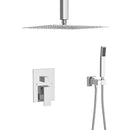 Dual Shower Head Ceiling Mount Square Rain Shower System With Adjustable Flow