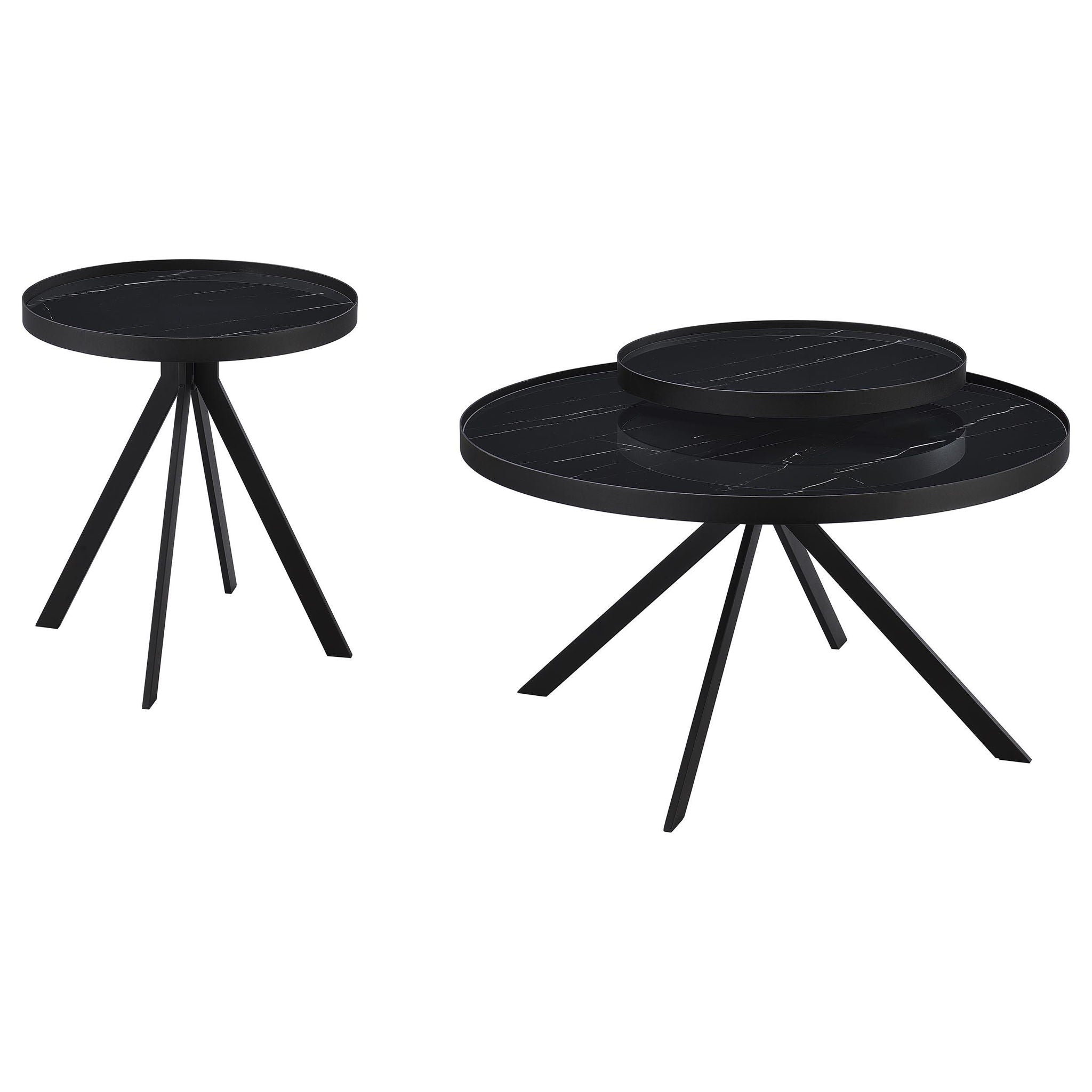 Briggs 2-piece Round Coffee and End Table Set Black - Atlantic Fine Furniture Melbourne FL