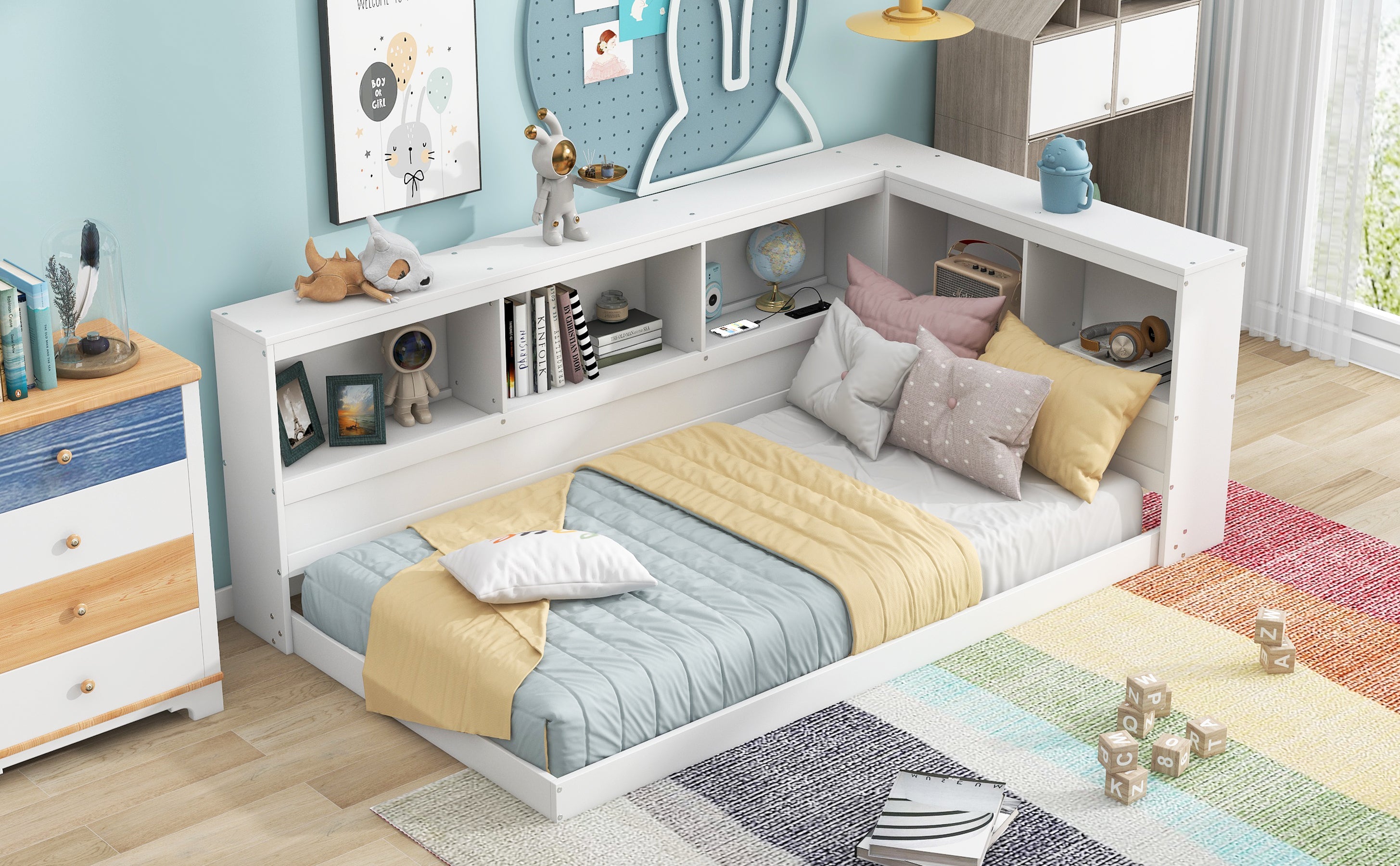 Wood Twin Size Daybed with Storage Cabinets and USB Ports, White - Atlantic Fine Furniture Melbourne FL