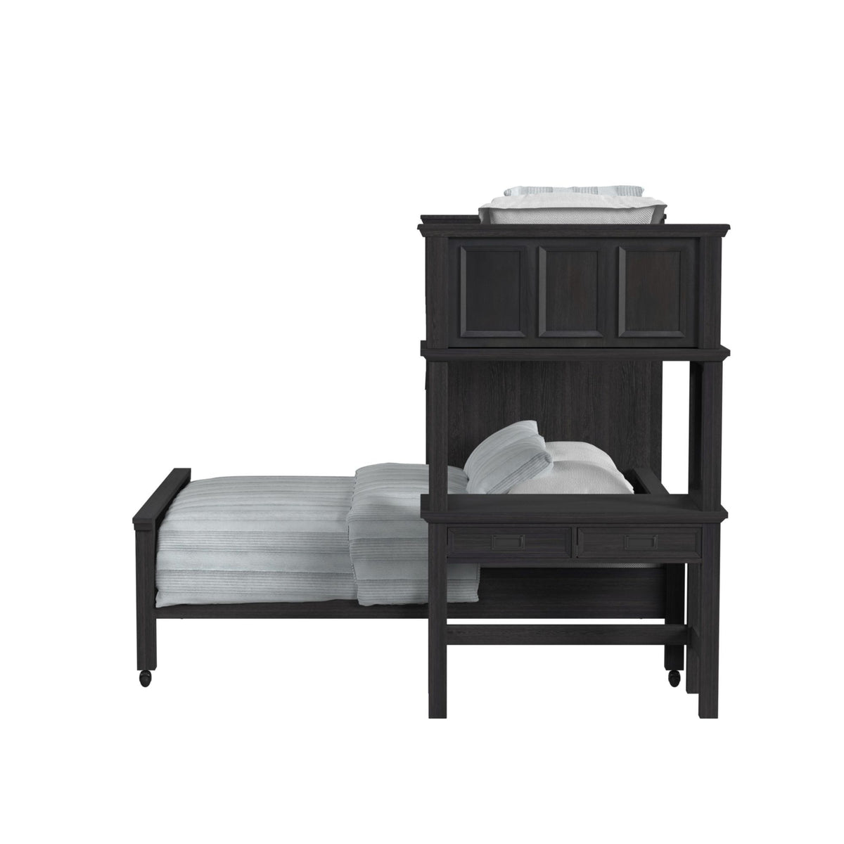 Hampton Kids Loft With Staircase And Desk With Speaker Bedroom Set in Black by Elements International, view 32