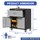 Sturdy And Durable Metal Tool Cabinet For Garage With Wheels Mobile Heavy Duty Storage Cabinet With 1 Drawer And 2 Locking Doors