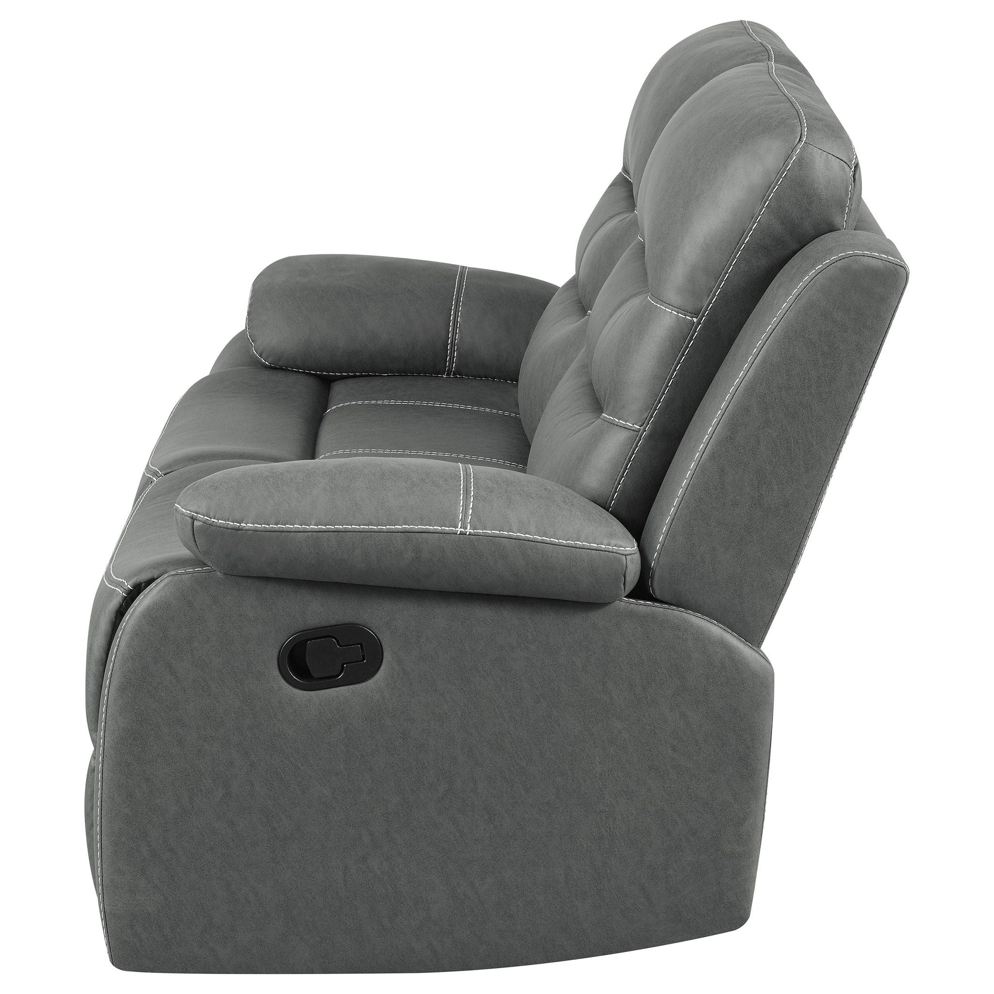 Nova Upholstered Padded Arm Reclining Loveseat Dark Grey - Atlantic Fine Furniture Melbourne FL