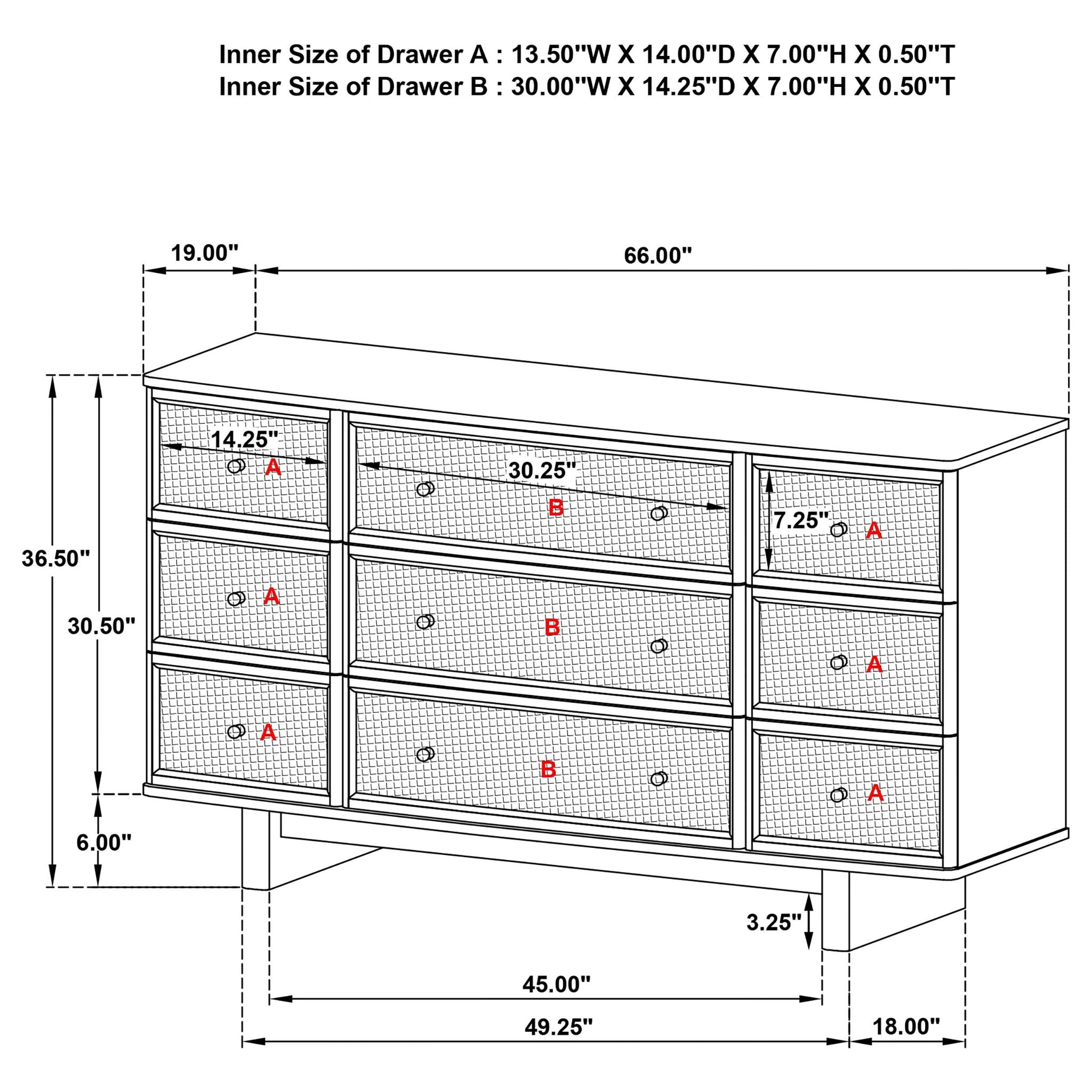 Kailani 9-drawer Dresser Cabinet Beige Oak