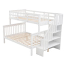 Stairway Bunk Bed With Storage And Guard Rail For Bedroom
