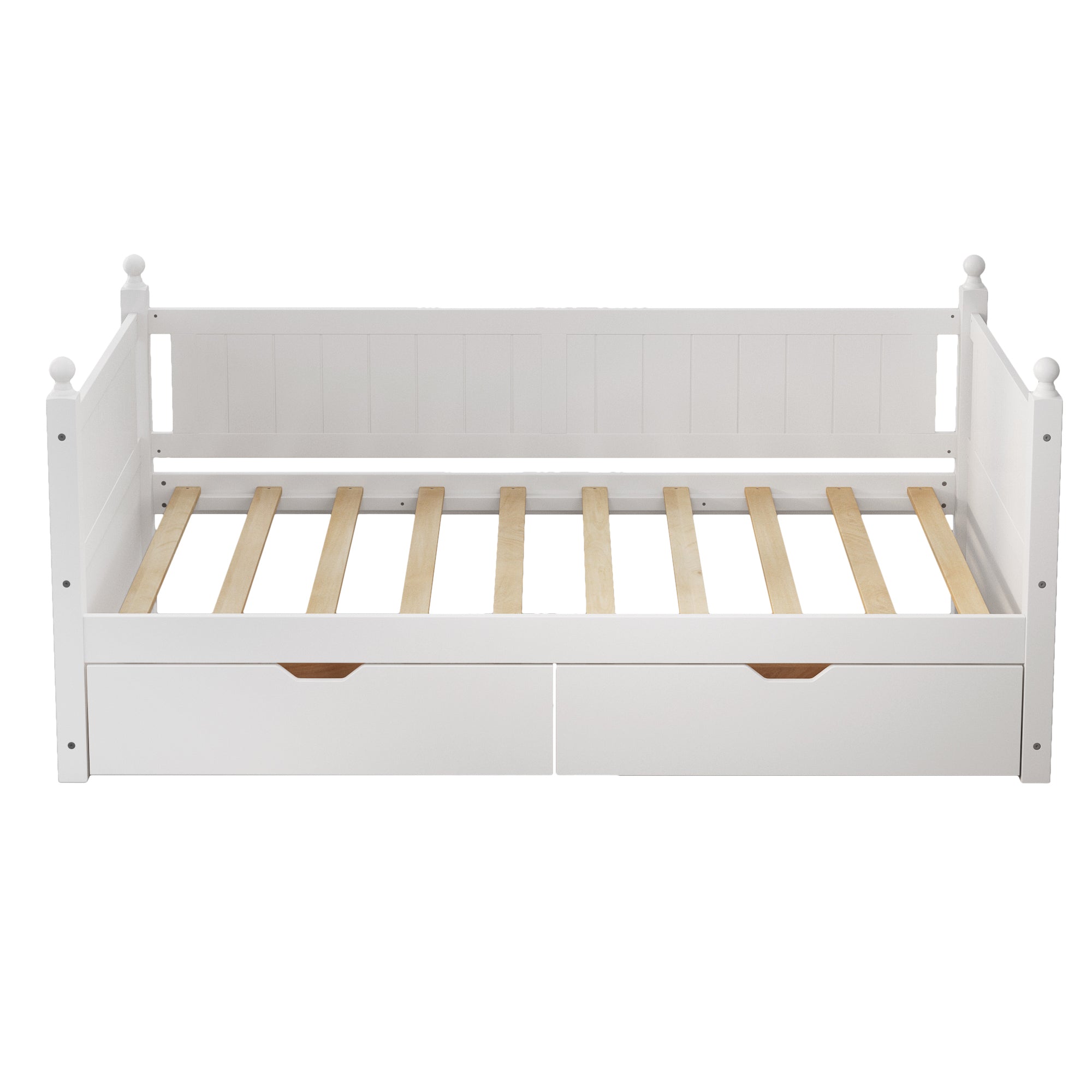 Twin Size Solid Wood Daybed with 2 drawers for Limited Space Kids, Teens, Adults, No Need Box Spring, White - Atlantic Fine Furniture Melbourne FL