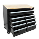 9 Drawer Multifunctional Steel Tool Cart With Wheels And Wooden Top