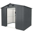 Outdoor Storage Shed, Galvanized Steel Garden Shed With 4 Vents & Double Sliding Door