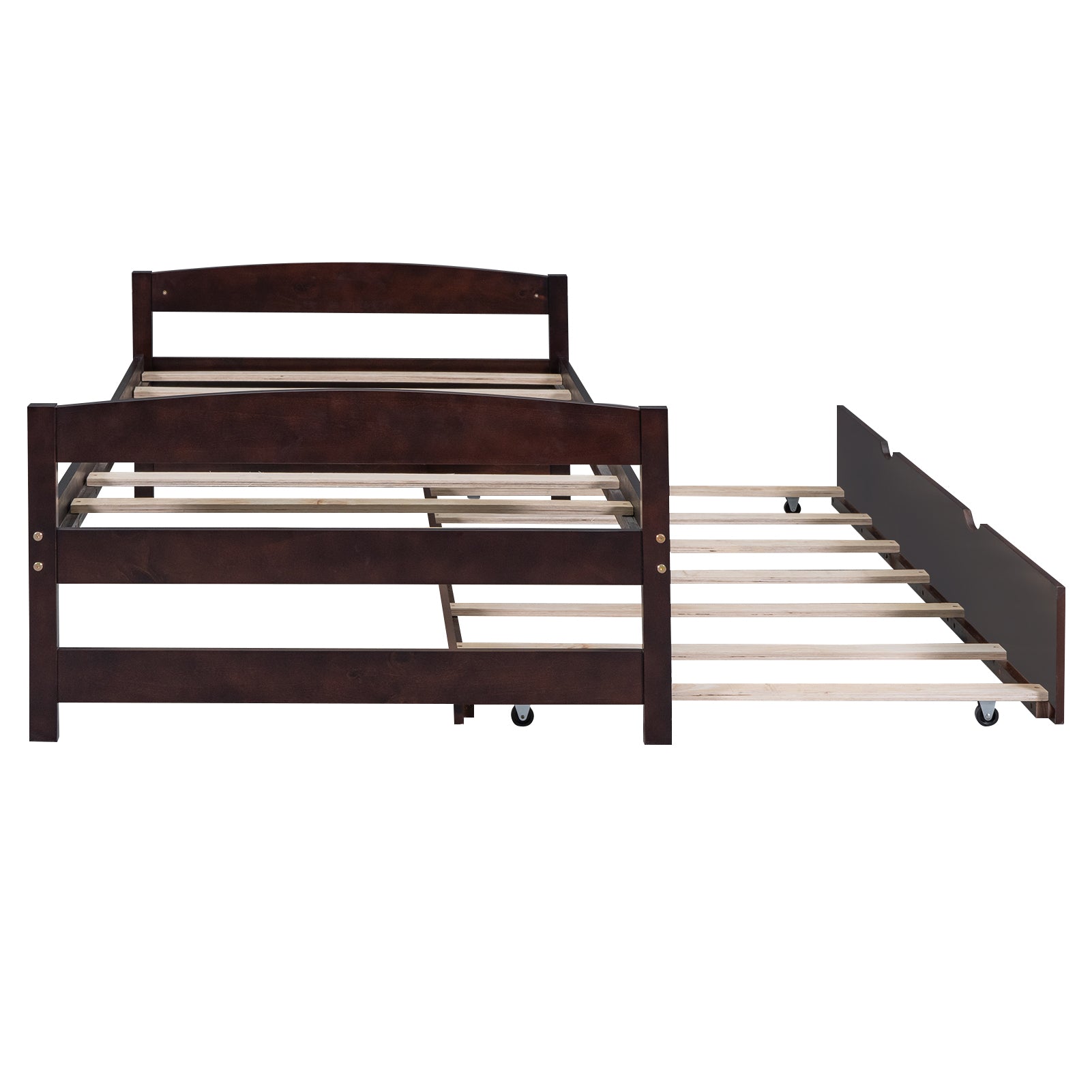 Twin Size Platform Bed with Twin Size Trundle, Espresso - Atlantic Fine Furniture Melbourne FL
