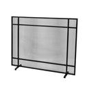 Markus - Modern Single Panel Iron Firescreen Black Brushed Silver