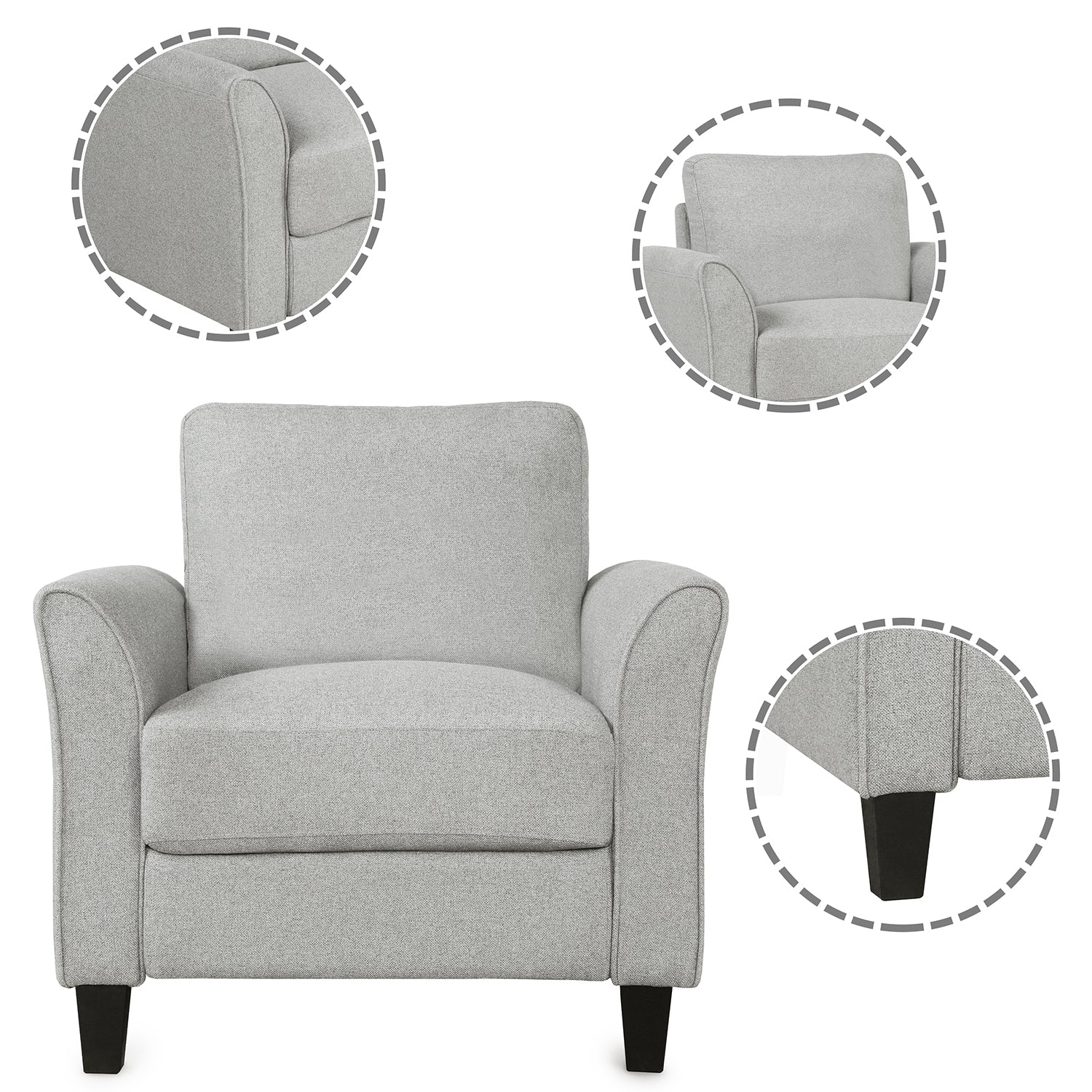Living Room Furniture chair and 3-seat Sofa (Light Gray) - Atlantic Fine Furniture Melbourne FL