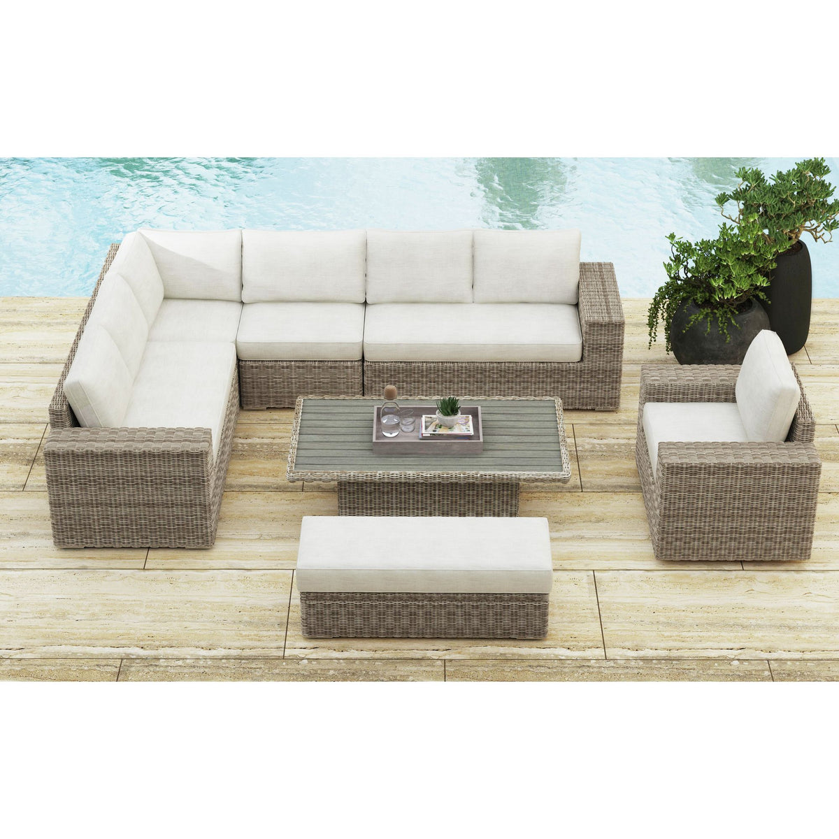 Carmona Ottoman in Natural by Elements International, view 5