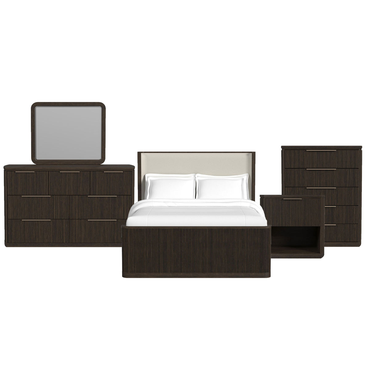 Sylvie Bedroom Set With Upholstered Bed in Dark Brown by Elements International, view 12
