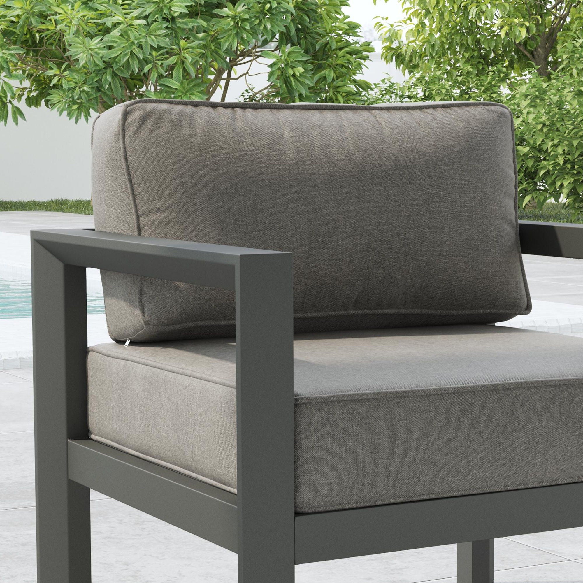 Grayton - 25.5" Outdoor Aluminum Lounge Chair - Dark Gray