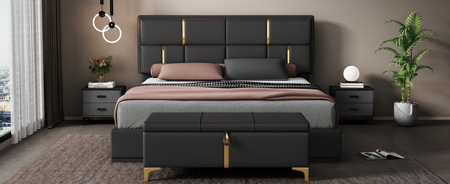 Queen Size Upholstered Platform Bed with Hydraulic Storage System,No Box Spring Needed,Black - Atlantic Fine Furniture Melbourne FL