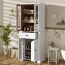 Bathroom Storage Cabinet, Adjustable Shelves & Drawer, Freestanding Linen Tower
