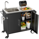 Outdoor Grill Cart With 304 Stainless Steel Sink And Cabinet - Black / Silver