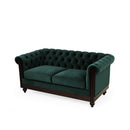 Chesterfield Velvet Loveseat Sofa, 2 Person Rolled Arm Upholstered Couch
