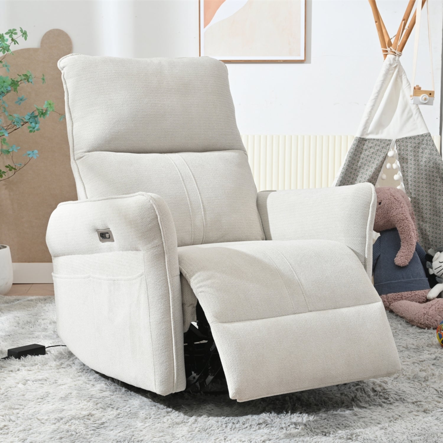 270� Power Swivel Rocker Recliner Chair for Adults, Swivel Rocking Recliner Chair,Electric Small Recliners for Small Spaces, Single Sofa Recliner for Living Room, Bedroom,RV (Fabric Gray+270�Swivel) - Atlantic Fine Furniture Melbourne FL