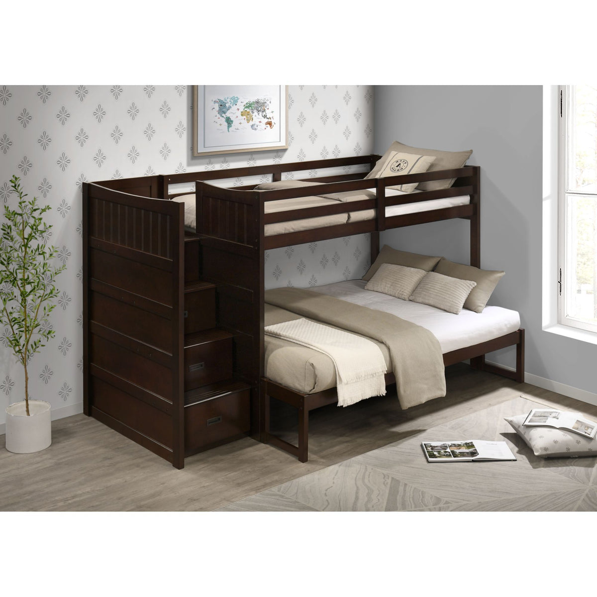 Sami Step Bunk With Left Headboard in Dark Brown by Elements International, view 18