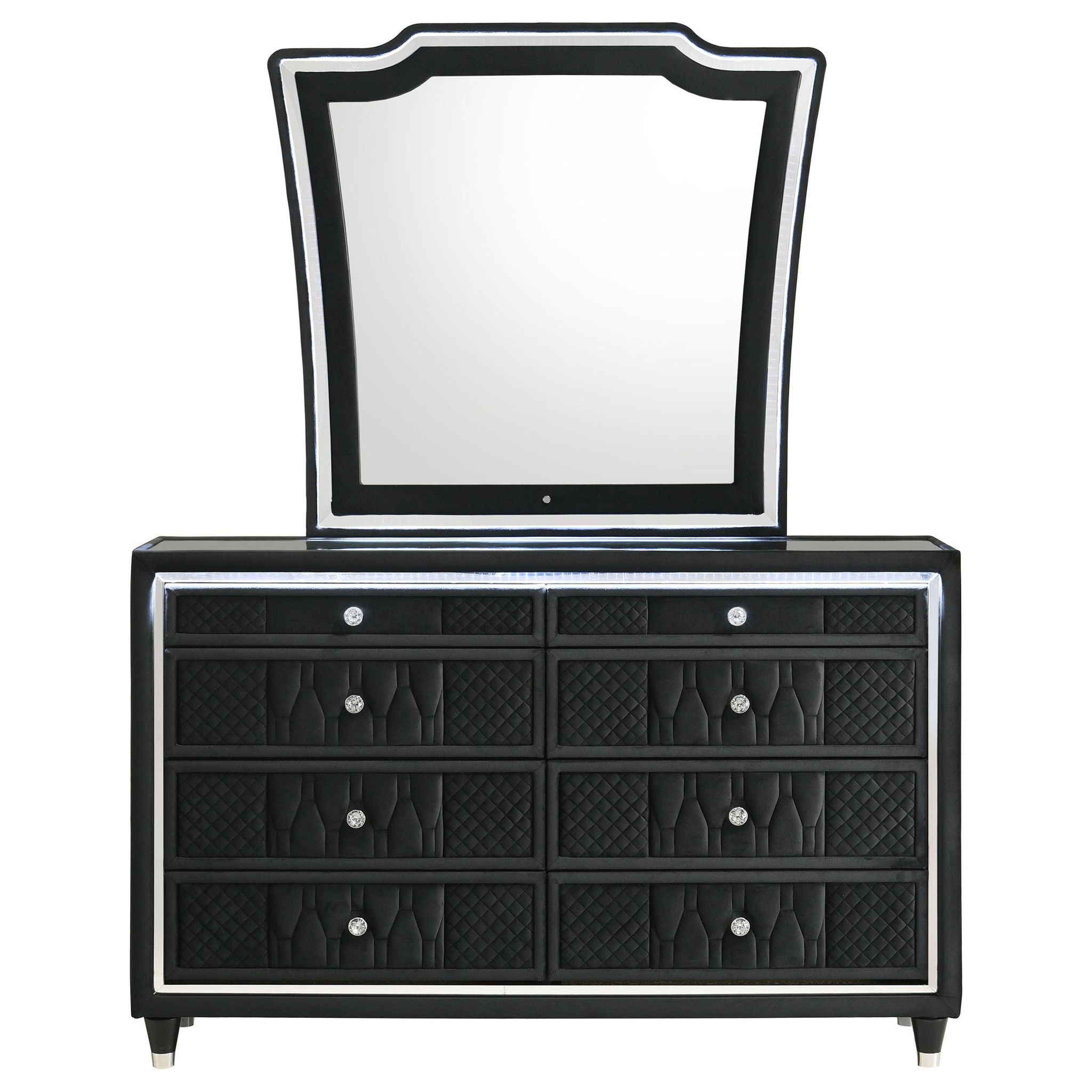 Lorient 8-drawer LED Dresser with Mirror Black