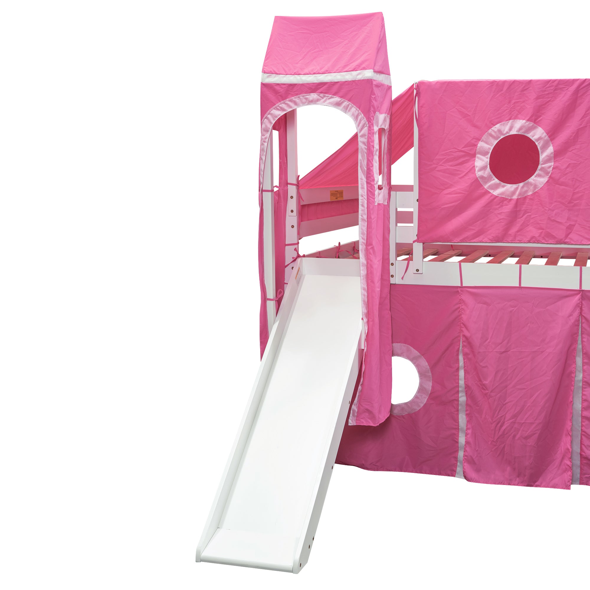 Full Size Loft Bed with Tent and Tower - Pink - Atlantic Fine Furniture Melbourne FL