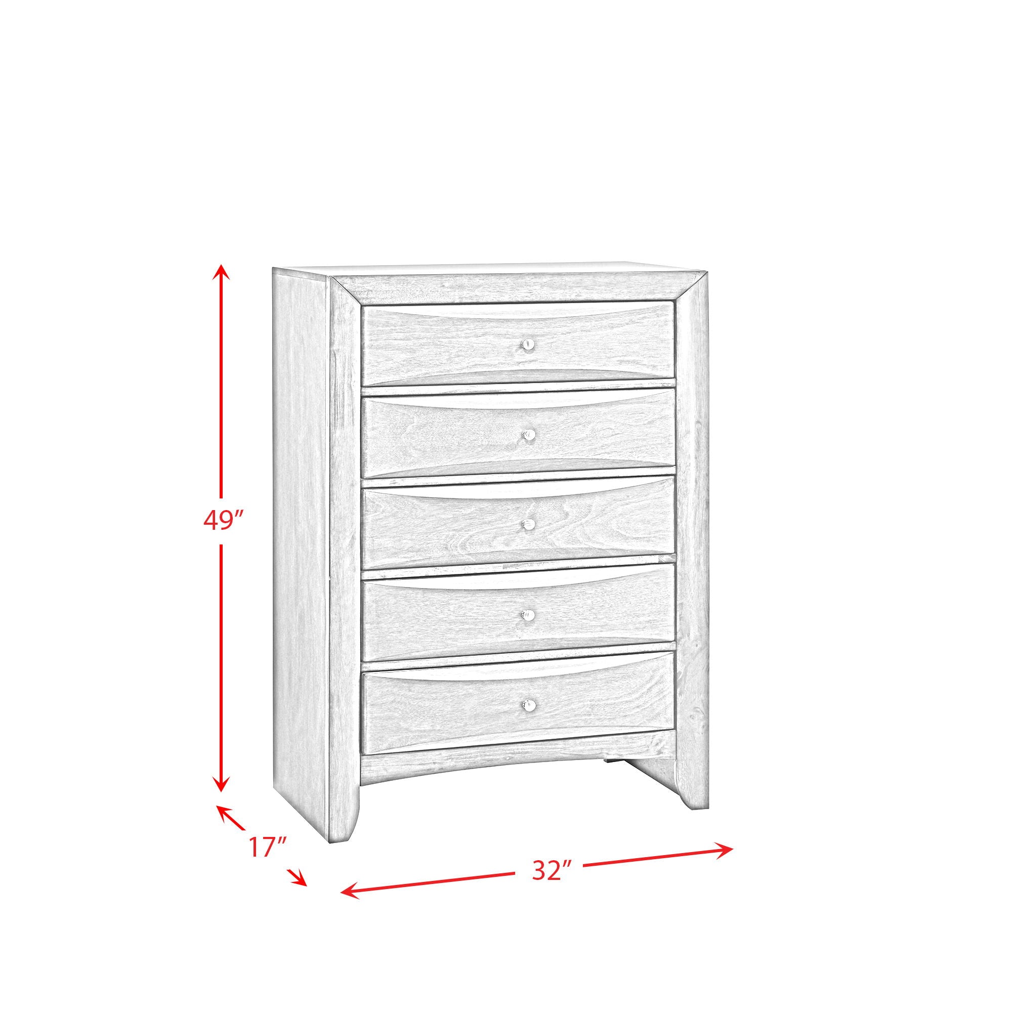 Emily - 5-Drawer Chest (Sturdy) - Gray - Atlantic Fine Furniture Melbourne FL