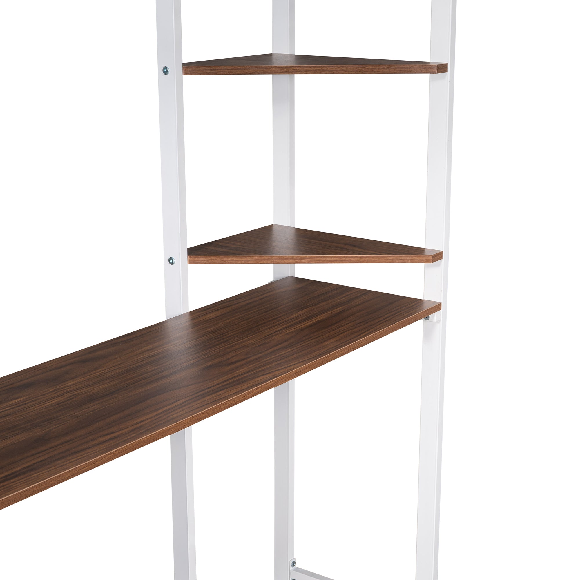 Full Size Metal Loft Bed with 2 Shelves and one Desk ,White (Old SKU: LP000191AAK ) - Atlantic Fine Furniture Melbourne FL