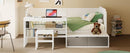 Daybed With Storage Shelves And Lockers, Multi Functional Bed With Study Desk And Matching Stool