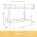 Metal Bunk Bed For Kids, Convertible Bedframe With Ladders & Guardrail