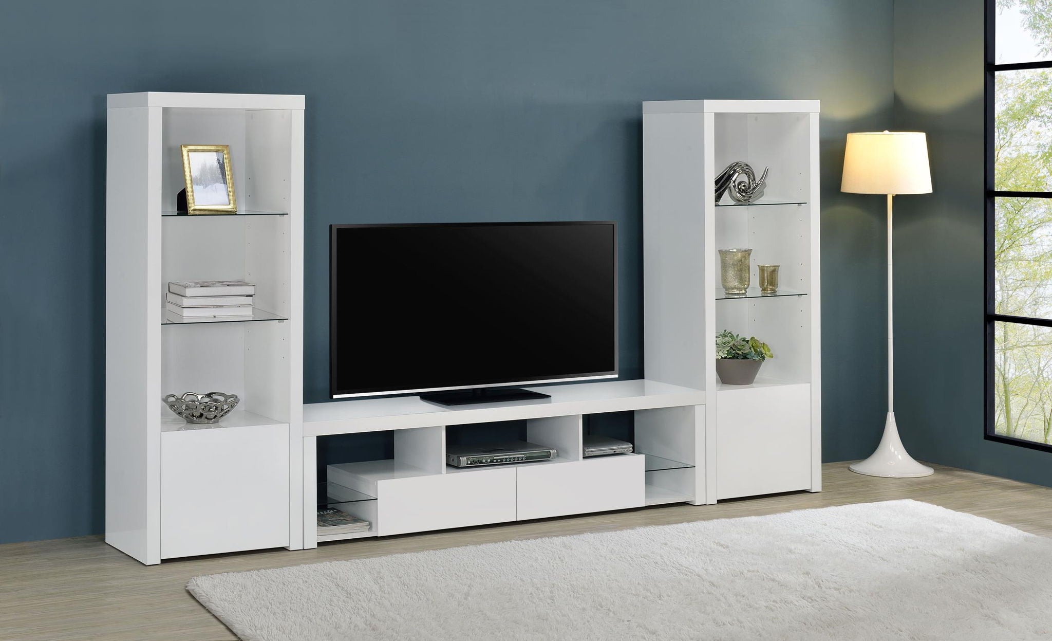 Jude 3-piece 71-inch TV Entertainment Center White High Gloss