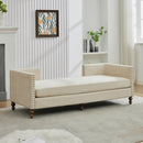 Upholstered Chaise Lounge Indoor With Nailheads, Sleeper Sofa Couch With 4 Throw Pillows & 2 Bolsters, Daybed With Rubberwood Legs