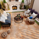 Interlocking Deck Tiles Striped Pattern, Waterproof Anti Mildew Brown