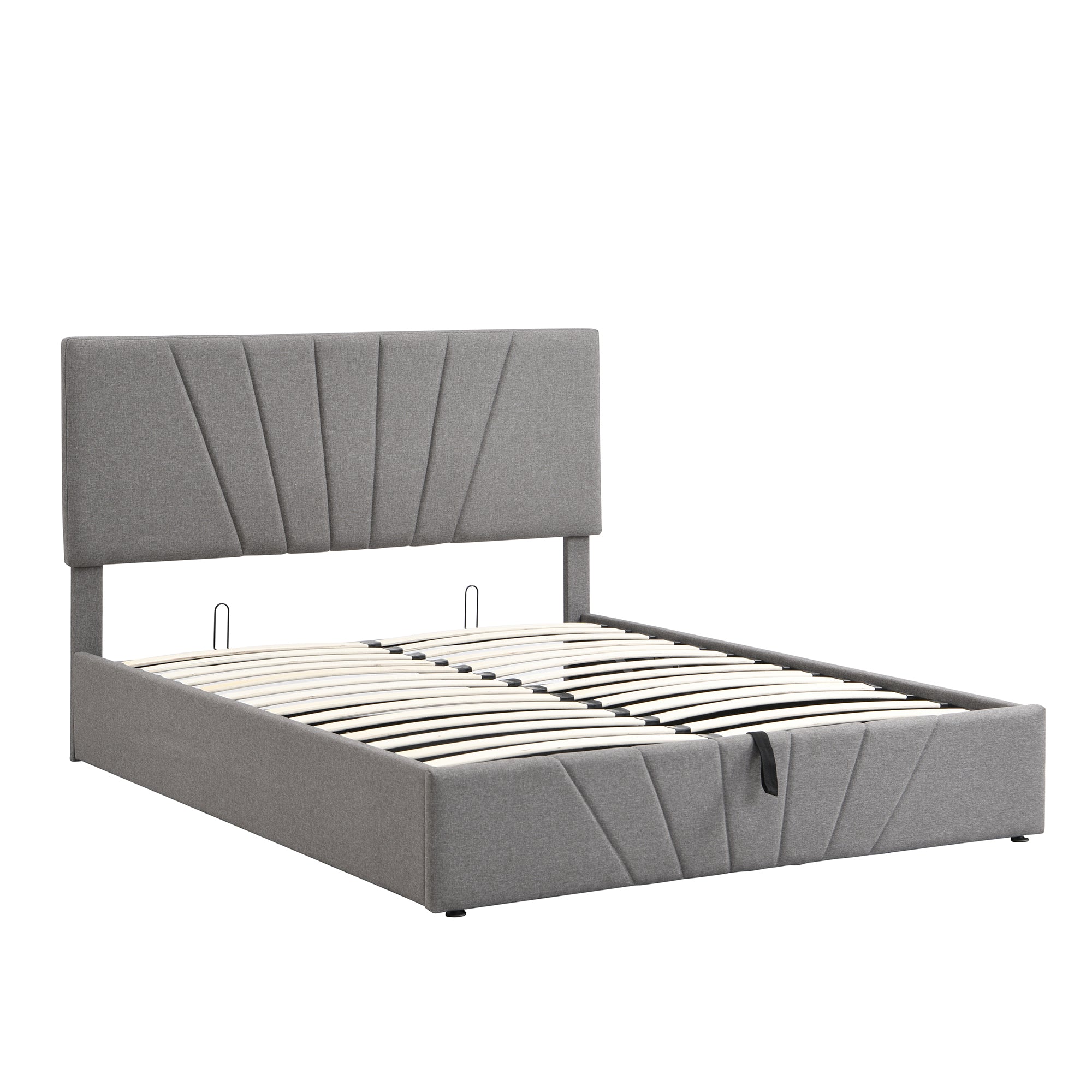 Queen size Upholstered Platform bed with a Hydraulic Storage System - Gray - Atlantic Fine Furniture Melbourne FL