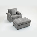 Modern Oversized Chair With Ottoman, Cupholders And USB Charging Ports