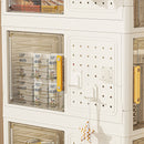 4 Tier Rolling Storage Bookcase With Wheels And Large Capacity Storage Bins - Cream