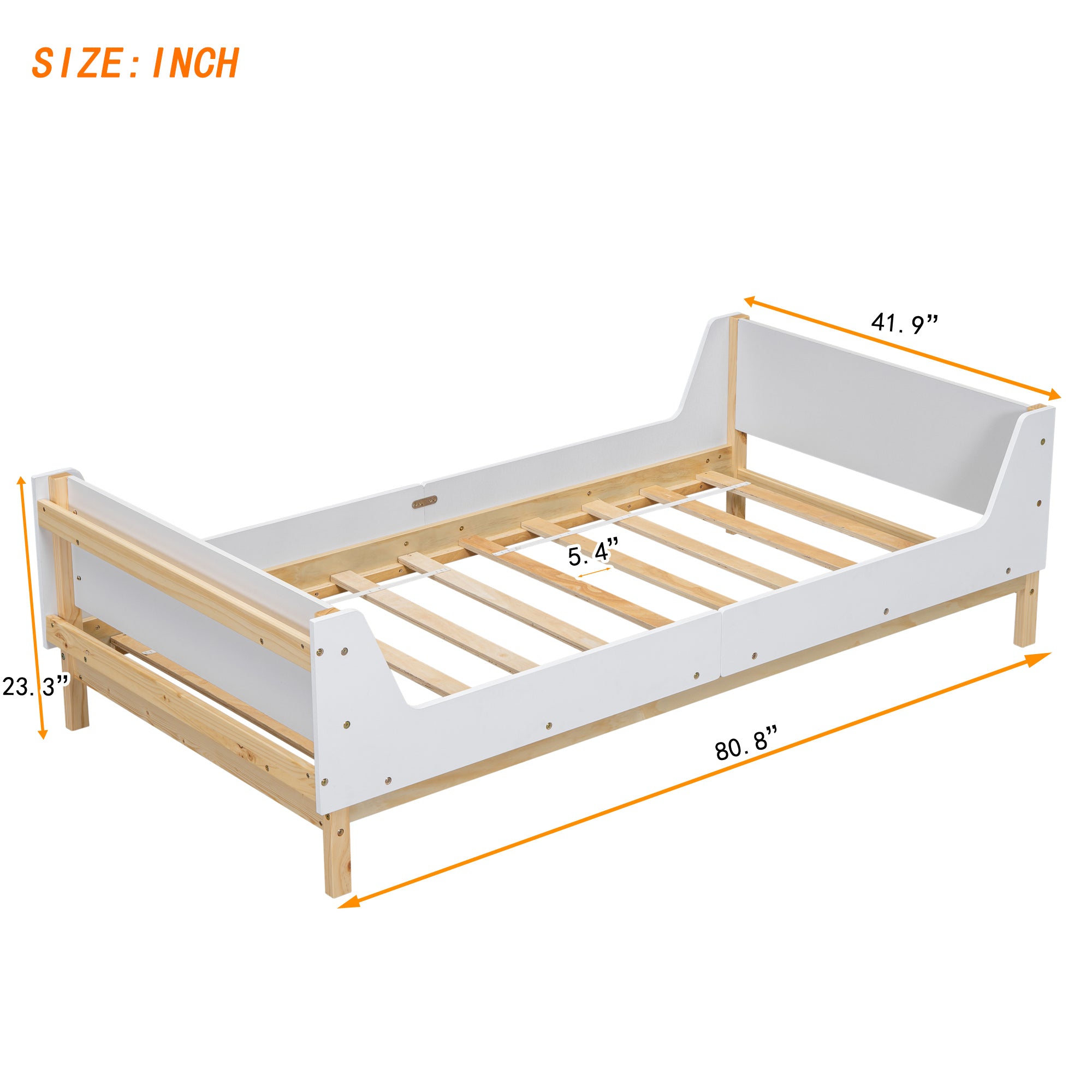 Twin Bed with Headboard, Footboard, Safeguards, Built-in Bed-end Book Storage Rack ,White
