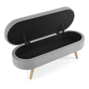 Ottoman Oval Storage Bench With Rubber Wood Legs Linen - Gray