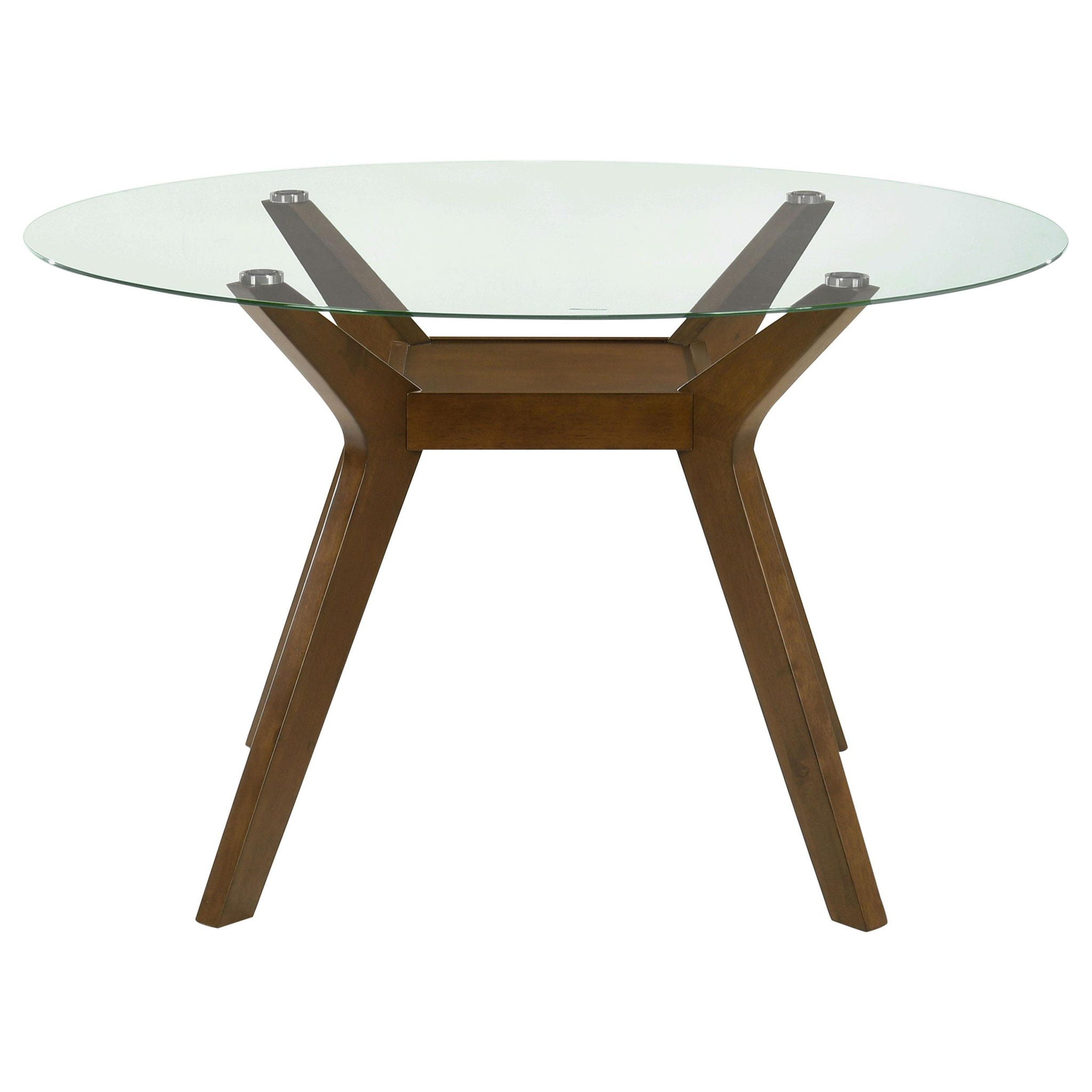 Paxton Round 48-inch Glass Top Wood Dining Table Brown - Atlantic Fine Furniture Melbourne FL