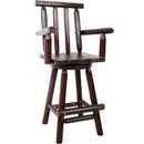 Rustic Bar Stool, Fir Wood Construction, Wide Armrest
