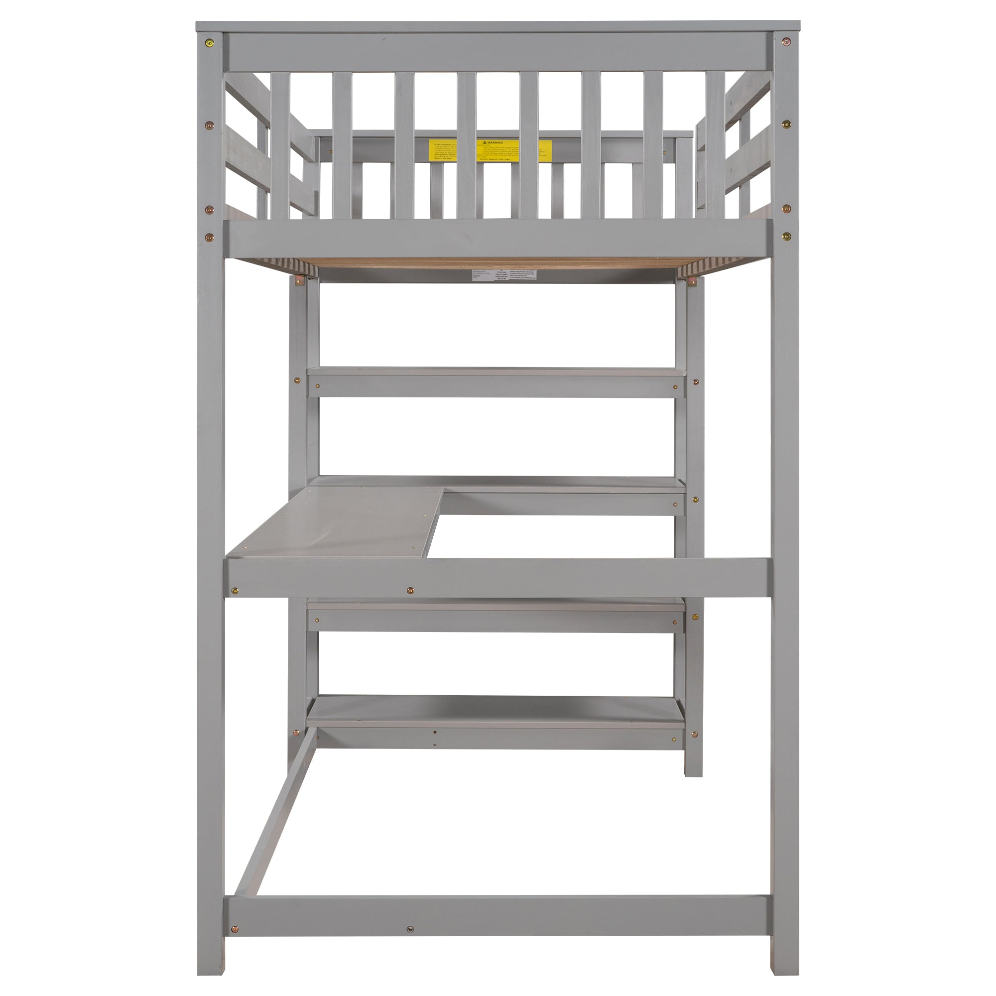 Twin Size Loft Bed with Storage Shelves and Under-bed Desk, Gray(OLD SKU:SM000245AAE-1) - Atlantic Fine Furniture Melbourne FL