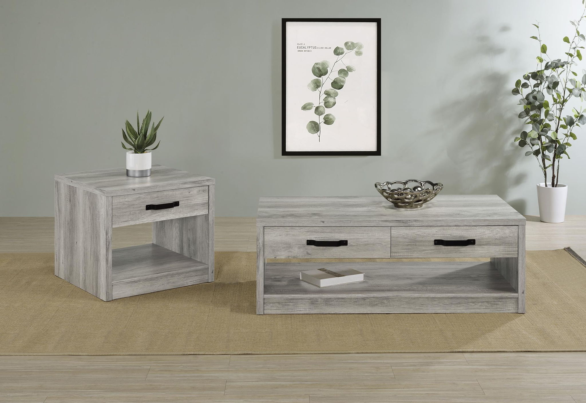Felix 2-piece Coffee and End Table Set Grey Driftwood - Atlantic Fine Furniture Melbourne FL