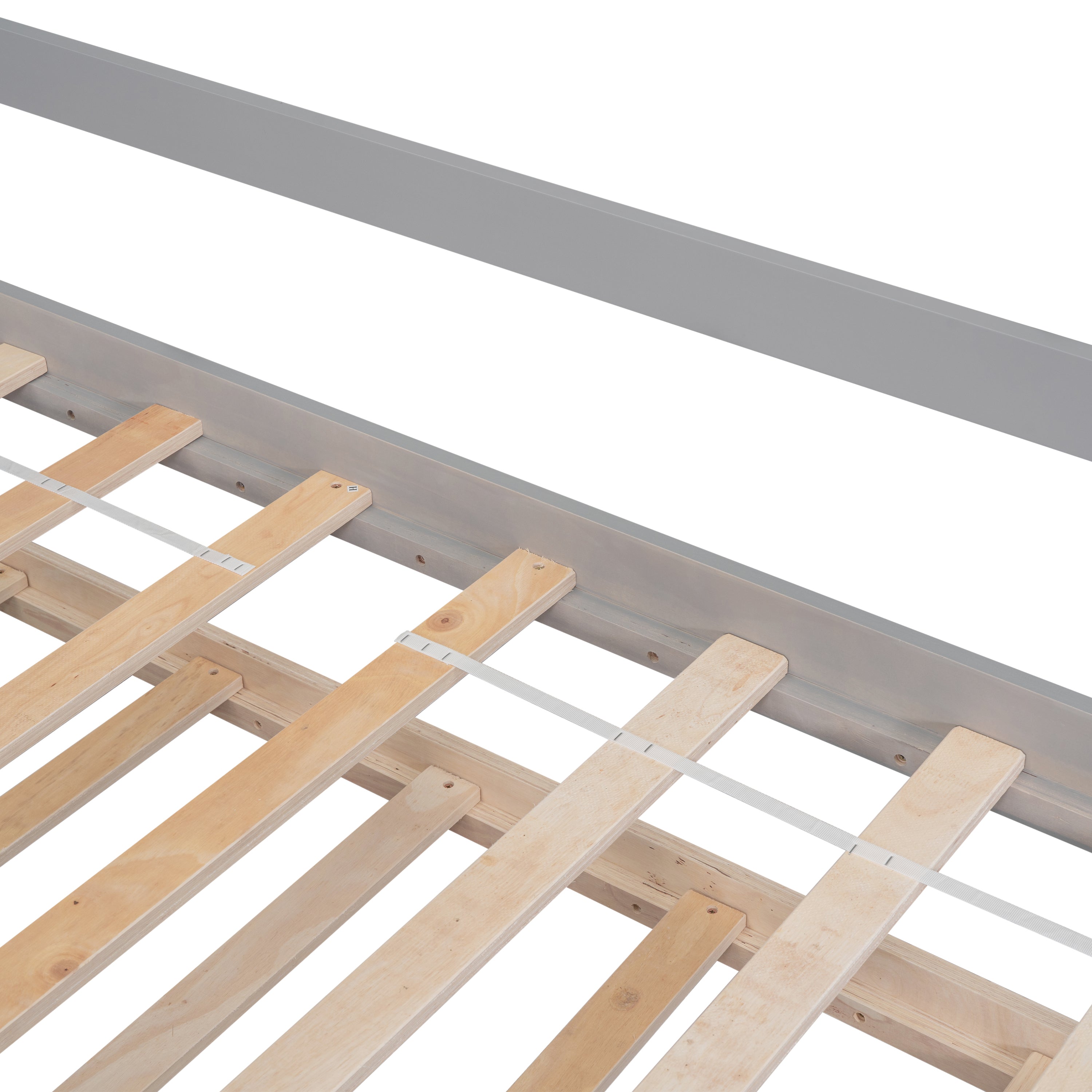 Twin House Wooden Daybed with trundle, Twin House-Shaped Headboard bed with Guardrails,Grey