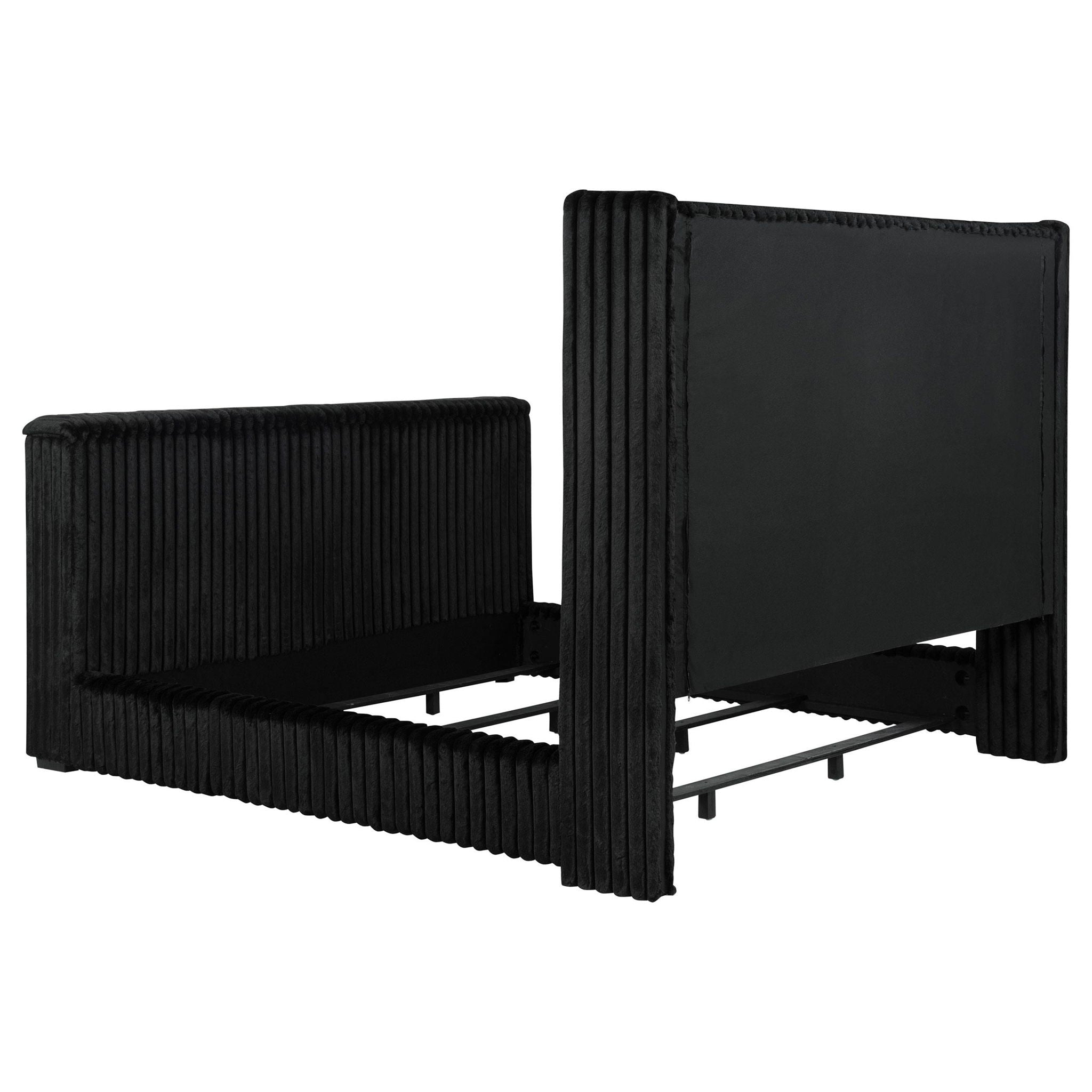 Centergrove Upholstered California King Wingback TV Bed Black