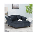 Upholstered Chaise Lounge With Scroll Arms, Turned Legs And 2 Pillows - Charcoal