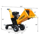 6'' 420Cc 15Hp Pull Start Gas Powered 4 - Wheels Chipper Shredder Mulcher With Towbar / Stop Bar - Yellow