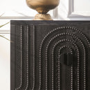 Modern Sideboard Cabinet With Decorative Nailhead Accents, Stylish Storage Solution For Dining, Living Rooms - Black