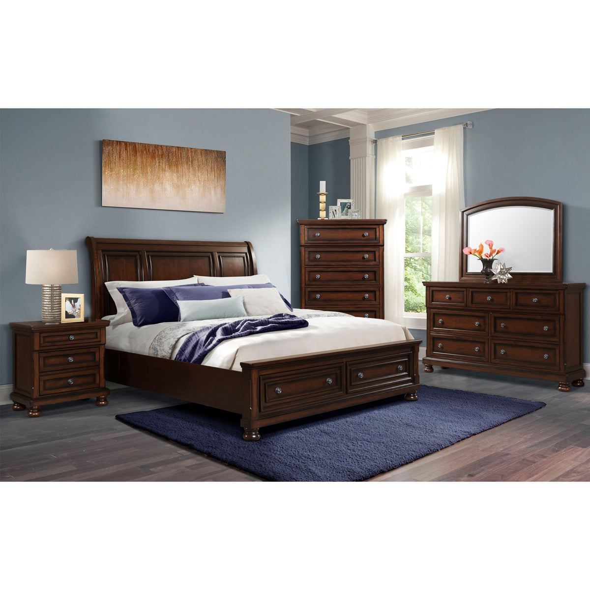 Kingston Bed With Storage Footboard And Non-Storage Rails in Dark Brown by Elements International, view 8