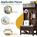 Hall Tree With 6 Hooks And Hinged Lid, Coat Hanger, Storage Bench, 3 In 1 Design