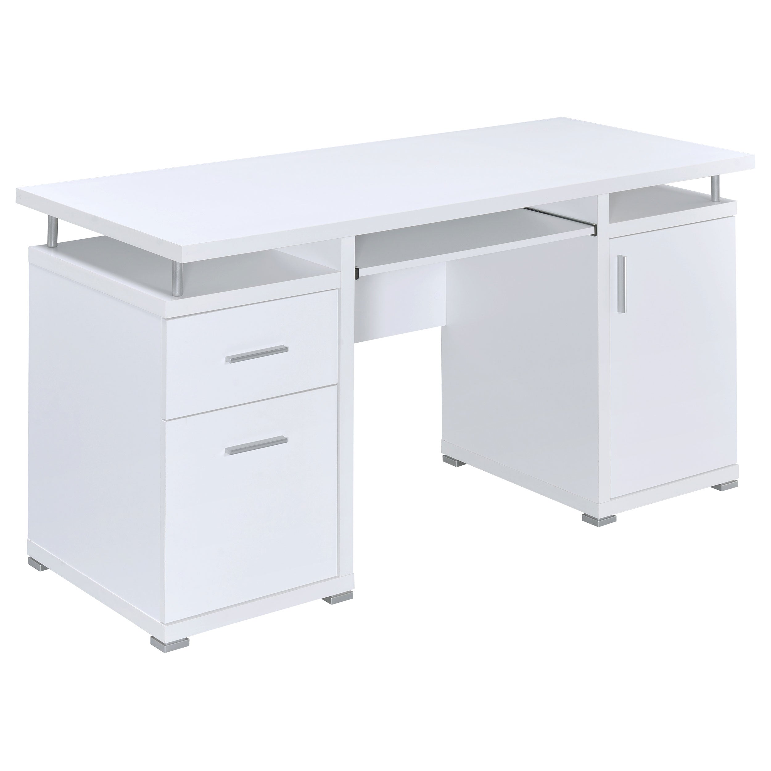 Tracy 55-inch 2-drawer Office Computer Desk White — view 1